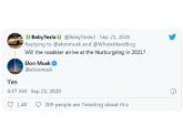 日前，特斯拉CEO埃隆·马斯克（Elon Musk）在社交媒体上表示，特斯拉Roadster跑车将于2021年前往纽博格林赛道进行性...